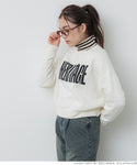 【福袋対象商品】セール★1990円→990円 ポリエステルコットン裏起毛フロッキークロップドスウェットトップス レディース メール便不可