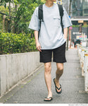 セール★1990円→990円 パンツ メンズ キルティング イージーパンツ ハーフパンツ ショーツ ウエストゴム ウエスト紐 ポケット 無地 短パン メール便不可 24ss