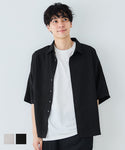 WEB限定セール★2690円→990円 シャツ メンズ レギュラーカラー ゆったり 半袖 ボタン 羽織り シンプル ミディアム丈 無地 半袖シャツ 薄手生地 メール便可 24ss coca コカ
