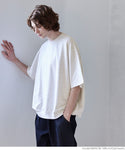 セール★1690円→990円 Tシャツ メンズ ミニ裏毛 スウェット ビックシルエット クルーネック リブ 半袖 無地 ミディアム丈 ベーシック メール便不可 24ss coca コカ