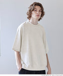セール★1690円→990円 Tシャツ メンズ ミニ裏毛 スウェット ビックシルエット クルーネック リブ 半袖 無地 ミディアム丈 ベーシック メール便不可 24ss coca コカ