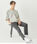 【福袋対象商品】WEB限定セール★2990円→990円 パンツ メンズ スラックス タイトパンツ ロング丈 ウエスト紐 フロントボタン ポケット 無地 伸縮性 メール便不可 24ss