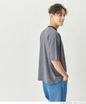 セール★1290円→550円 Tシャツ メンズ カットソー ボーダー オーバーサイズ クルーネック リブ 半袖 コットン ミディアム丈 カジュアル メール便不可 24ss