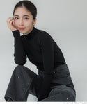 【福袋対象商品】セール★1490円→990円 アンゴラタッチ ワイドリブ ボトルネックトップス レディース メール便不可
