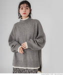 セール★2690円→1990円配色ハイネックニットトップス レディース メール便不可