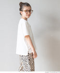 セール★890円→390円 キッズ 120-150 Tシャツ カットソー 半袖 ロゴTシャツ 刺繍 クルーネック 天竺 伸縮性 ミディアム丈 薄手 女の子 親子お揃い 子供服 メール便可