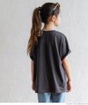 セール★890円→390円 キッズ 120-150 Tシャツ カットソー 半袖 ロゴTシャツ 刺繍 クルーネック 天竺 伸縮性 ミディアム丈 薄手 女の子 親子お揃い 子供服 メール便可