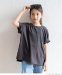 セール★890円→390円 キッズ 120-150 Tシャツ カットソー 半袖 ロゴTシャツ 刺繍 クルーネック 天竺 伸縮性 ミディアム丈 薄手 女の子 親子お揃い 子供服 メール便可