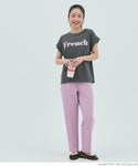 Tシャツ レディース カットソー ロゴTシャツ 半袖 プリント 英字 ロールアップスリーブ  ミディアム丈 メール便可 24aw