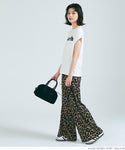 Tシャツ レディース カットソー ロゴTシャツ 半袖 プリント 英字 ロールアップスリーブ  ミディアム丈 メール便可 24aw